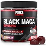 Force Factor Black Maca Gummies for Men & Women, Boost Energy, Strength, Drive & Vitality, BioPerine & Selenium for Superior Absorption, Peruvian Black Maca Root Extract, Passion Berry, 60 Gummies