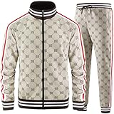 Aeeleire Track Suits for Men Set Plaid Tracksuit Mens Sweatsuits 2 Piece Sport Jogger Sweat Suits Clothes Jogging Outfits Khaki JM-A05-M