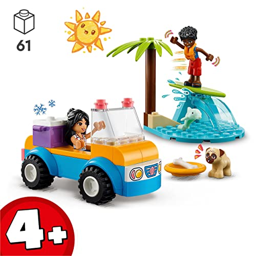 LEGO Friends Beach Buggy Fun Set including Toy Car, Surf Board, Mini-Dolls plus Dolphin and Dog Animal Figures - Image 2