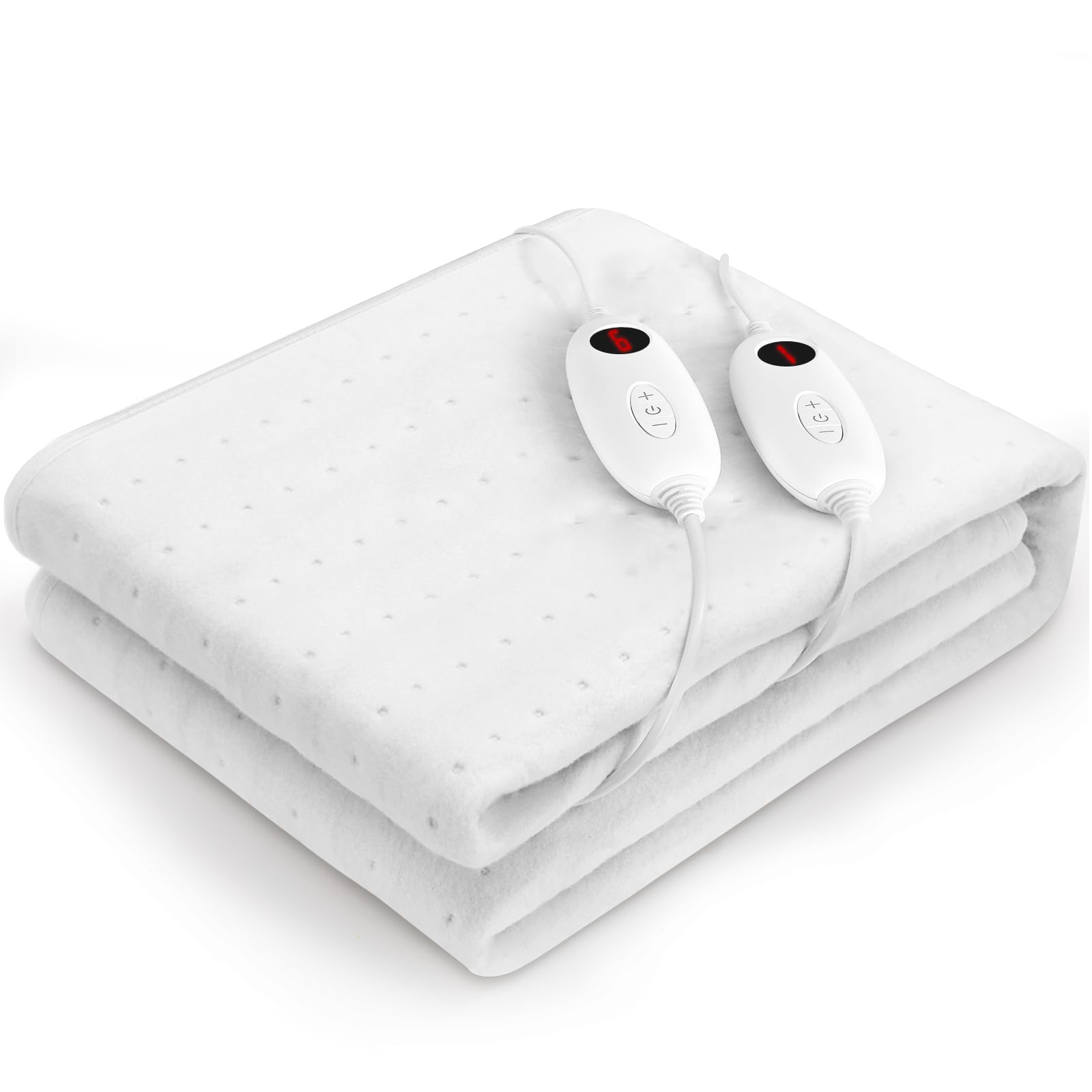 TLGREEN Calentador de cama de matrimonio 100 W, 187 x 139 cm, calentador eléctrico calentado, lavable en lavadora, con 6 temperaturas, apagado automático, manta térmica, mantas de cama eléctricas