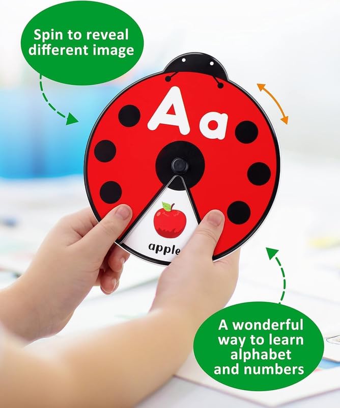 YODIFY Montessori Spinning Flash Cards for Kids (3β5 Years) | ABC Alphabet & 123 Number Learning Toy | Early Education Rotating Flash Card Game | Preschool Educational Gift 4