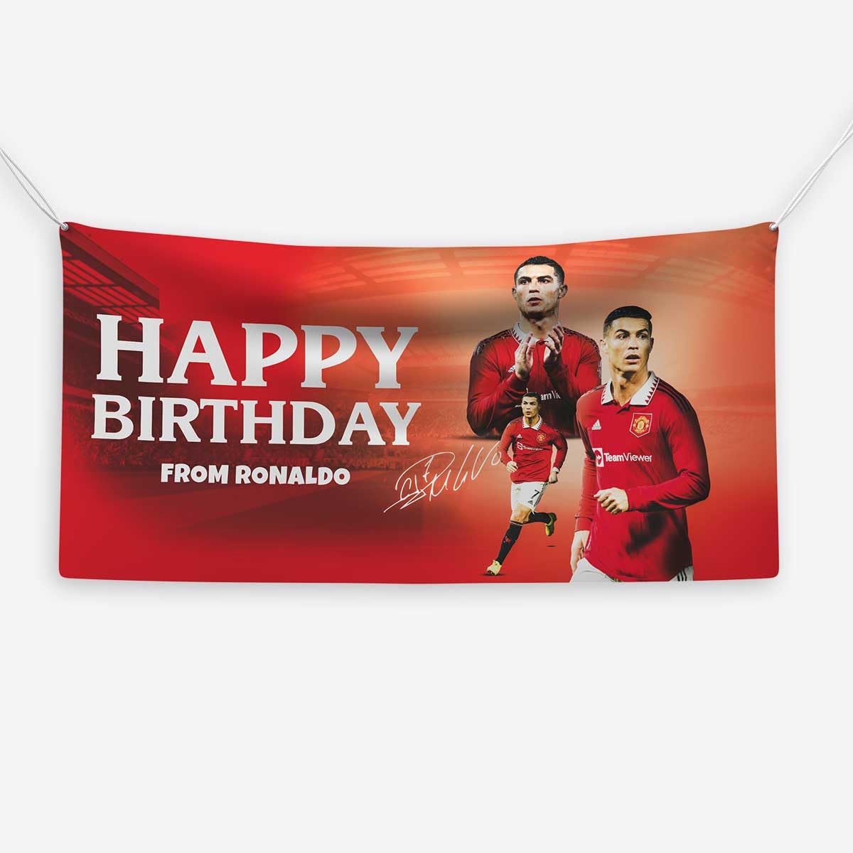Personalized Cristiano Ronaldo Mnchester Birthday Banner Custom Sizes for Football Fans & Themed Parties (Ronaldo Manchester) — image 1