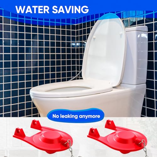 Lasnten 24 PCS Toilet Flapper Replacement Kit for 2 Inch Flush Valves Universal Tank Flapper with Stainless Steel Chain Compatible with Most Toilets, Red thumbnail 4