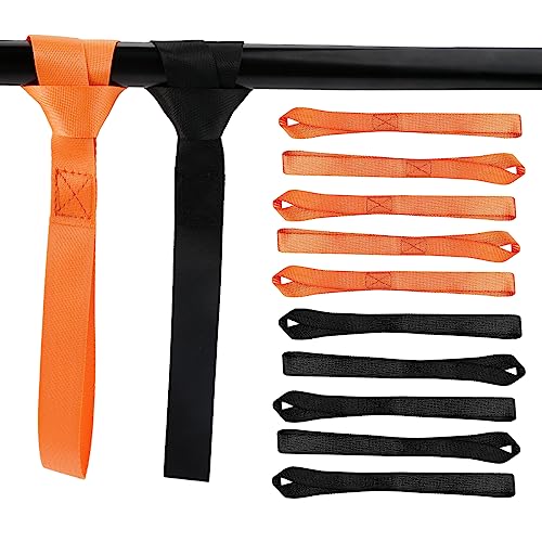 10 Pièces Sangle Moto Remorque,2,5cm × 30cm Nylon Sangles d'arrimage,Sangles d'arrimage à Boucle Souple,Noir et Orange,Capacité d’arrimage 1000 kg,Sangle...