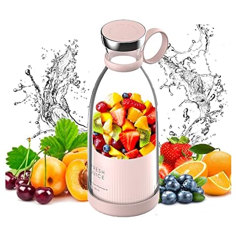 Portable Mini Smoothie Maker Blender, Usb Charging Mini Fruit Blender Juicer, Mini Blender Travel Bottle for Home Office Travel, Smoothie Juice Stirring (pink) Cover