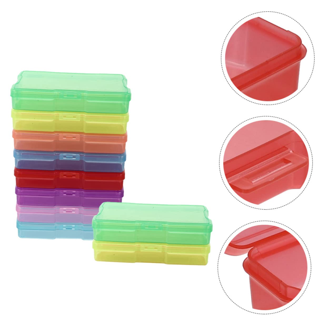 Housoutil Boîtes de Rangement en Plastique Amovibles Lot de 10 Couleur Aléatoire Design Simple et Généreux pour Photos et Cartes Postales pour Bureau ou Étagère