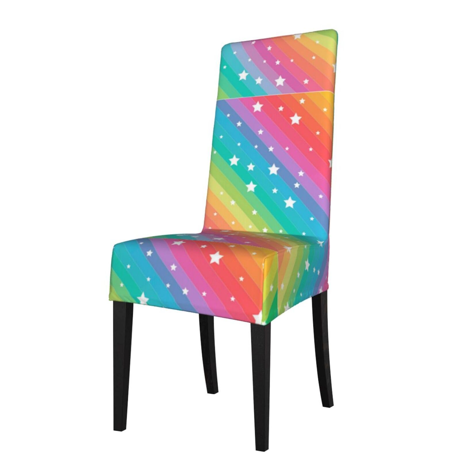 LKYMOH Colorful Lines And Funny Star, Chair Covers Stretch Chair Slipcovers for Dining Room, for Party Pet Protection Universal Fit Soft Polyester