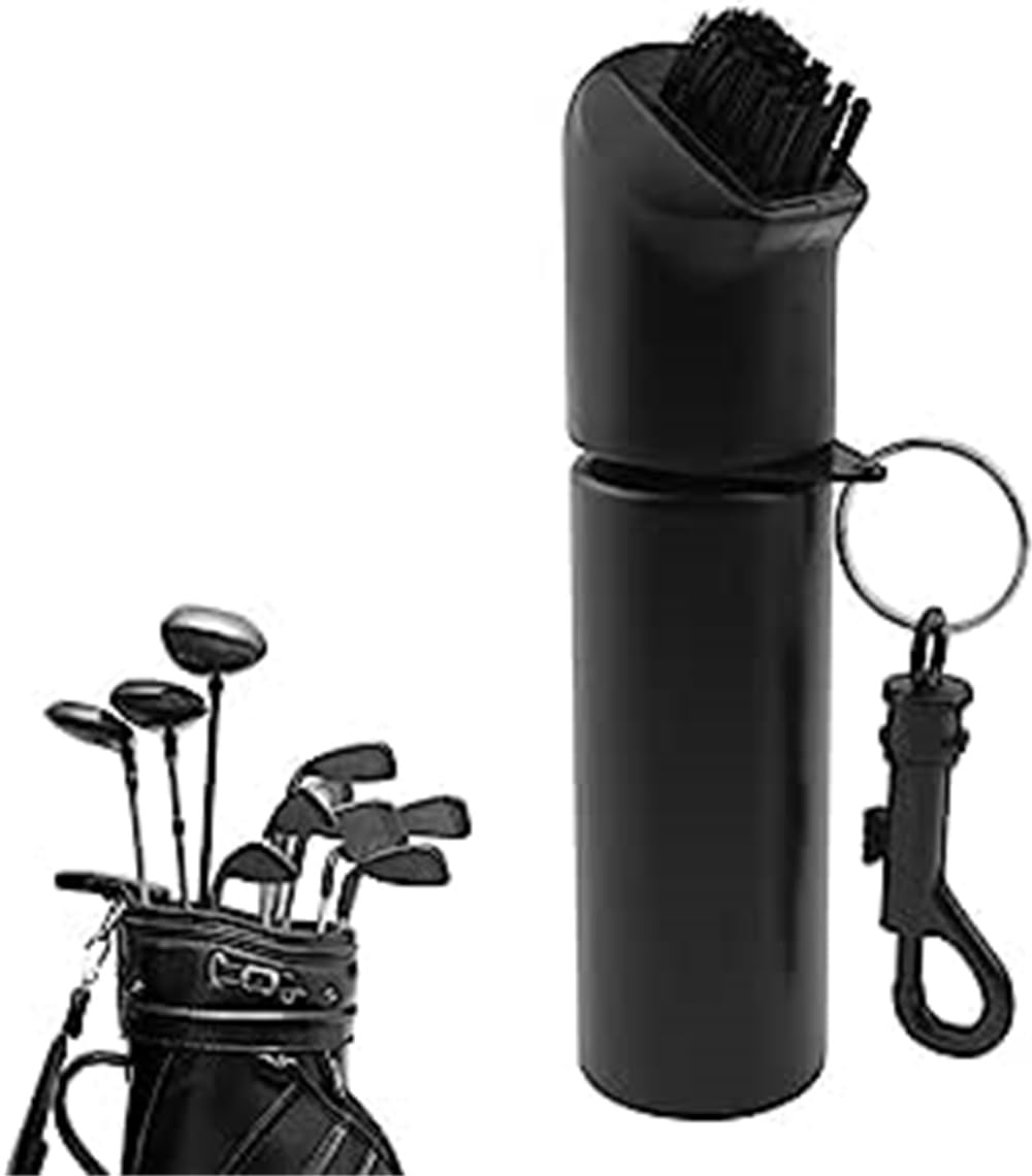 Azonee Golf Club Cleaning Brush, Groove Cleaner Professional Golf Clean Accessories with Clip, Black Golf Club Maintenance Care Tool, Extrusion Water Bottle Cleaner 17 * 4 cm
