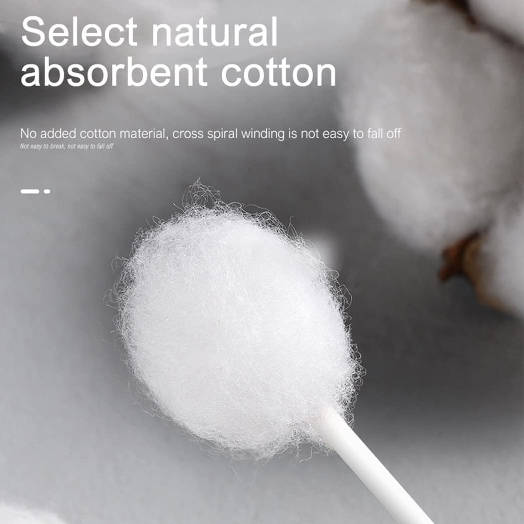 Lot de 400 cotons-tiges de sécurité pour bébé avec grandes pointes pour nouveau-né, bébés, enfants, enfants, 100 % coton biologique, bâtons en papier blanc, 2 paquets de 400 bourgeons au total (blanc)