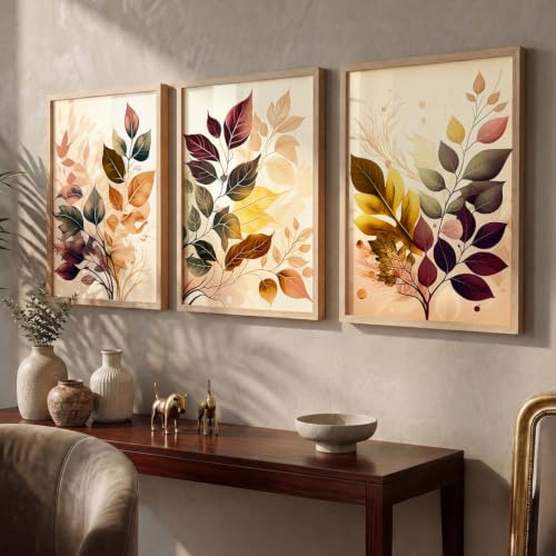 Image of kotart Home Decoration Painting Floral Paintings With Frame For Living Room Bed Room Hotel Wall Decor Digital Reprint Engineered Wood Set of 3 (Art 6, 19X25 INCH)
