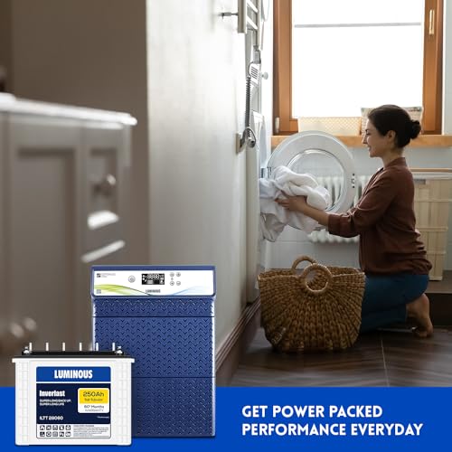 Image of Luminous Optimus 6500+ Pure Sine Wave Inverter (5500VA, 72V) with 6 x ILTT28060 250Ah Tall Tubular Batteries | Home, Office & Shop Power Backup Combo | 60 Months Battery Warranty