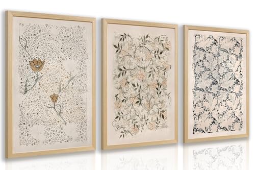 IAFWZX Wood Framed William Morris Wall Art, Vintage Rustic Flowers
