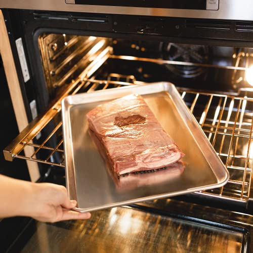Image of KITCHENATICS Jelly Roll Baking Pan Aluminum Nonstick Warp Free Set of 2 | Rimmed nonstick trays used for roasting meats, baking pastries and catching drippings while cooking