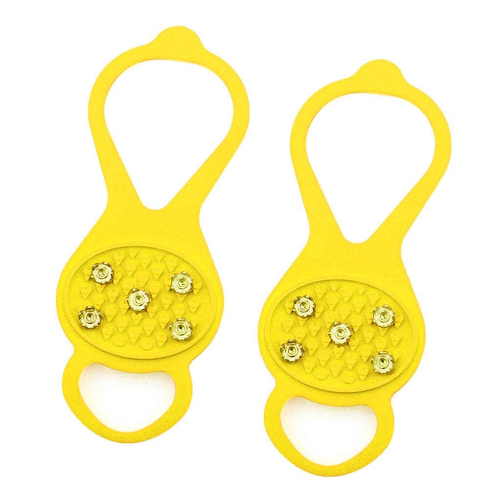 GenericTizarat Enterprise 1 Pair 5 Teeth Anti-Slip Ice Snow Shoe Walk Cleats Grips Yellow