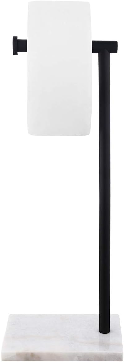KES Black Toilet Roll Holder Free Standing Toilet Paper Holder with Marble Base Freestanding Heavy Duty SUS304 Stainless Steel, BPH285S1-BK