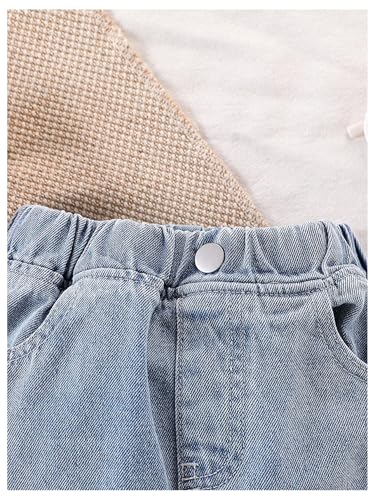 Milumia Girl's Heart Pattern Elastic Waisted Denim Pants Straight Leg Casual Jeans3