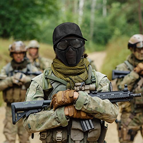 image for Yzpacc Airsoft Half Face Mask with Goggles Hat Set Tactical Masks Full