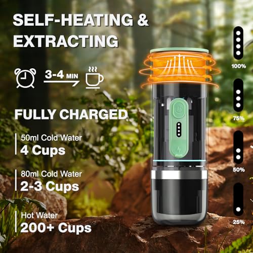 Portable-Espresso-Maker-Wireless-Self-heating-Mini-Coffee-Maker-80ml-Water-Tank-Ground-Coffee-Compatible-with-Nespresso-Dolce-Gusto-for-Travel-Camping-Hiking-Office-Green Portable Espresso Maker Wireless Self heating Mini Coffee Maker 80ml Water Tank Ground Coffee Compatible with Nespresso Dolce Gusto for Travel Camping Hiking Office Green