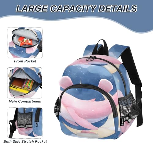 Kid's Backpack for Boys & Girls Toddler Bag Pink Whale Backpack with Safety Leash4