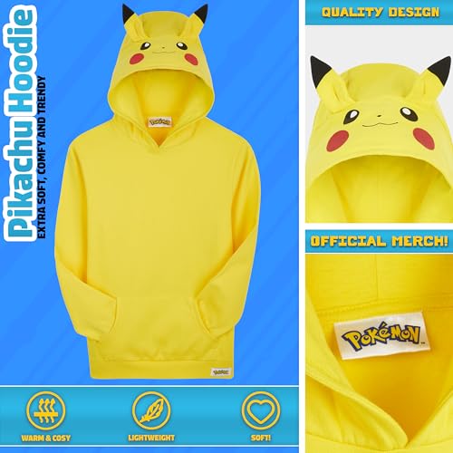 Image of Pokemon Hoodie for Boys & Teens Hooded Sweatshirt Warm Anime Pikachu Sweater