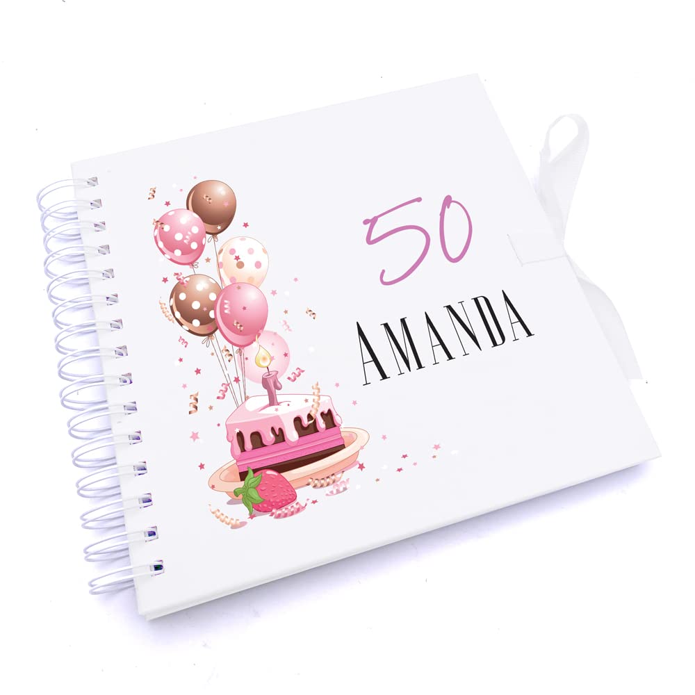 Ukgiftstoreonline White Personalised 50Th Birthday Gifts For Her Scrapbook Photo Album