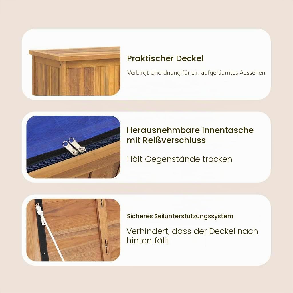 vidaXL Gartenbox Aufbewahrungsbox Auflagenbox Kissenbox Box Kiste Truhe Gartentruhe Holztruhe Gartenmöbel 114x50x58cm Massivholz Teak