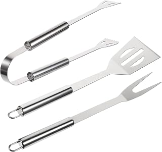 Yardenfun 3 Pçs/Conjunto Garfo Para Churrasco Espátula Conjunto De Ferramentas De Acampamento Conjunto De Grelha Acessórios Pinças Para Grelhar Churrasco Torneador De Espátula