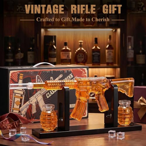 Oaksea Whisky Dekanter Set mit 2 Gläser, Weihnachtsgeschenke für Männer – Ansicht 6