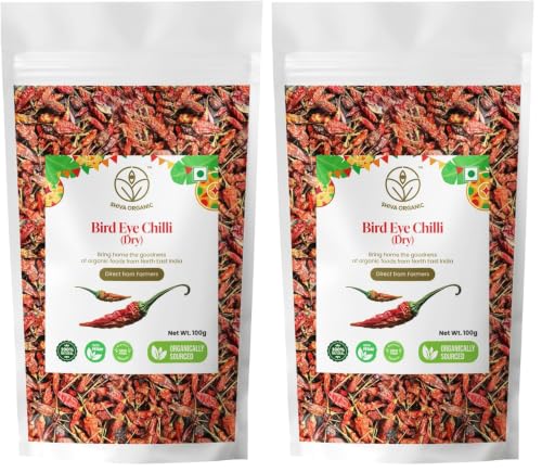 Image of Shiva Organic Bird's Eye Chilli - Thai Hottest Tiny Chilli Seeds - 100 g | North East Spices (Pack of 2)