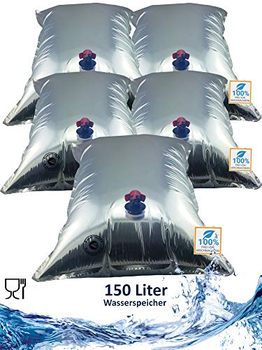 Superfind24 - Bolsa de agua plegable con depósito de agua de 5 x 30 l, para emergencias, también para zumos de vino, camping, festivales, picnic, exteriores