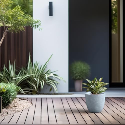 Image of Kante Small Round Bowl Blue Gray Concrete Planter 10 inch Dia, Outdoor