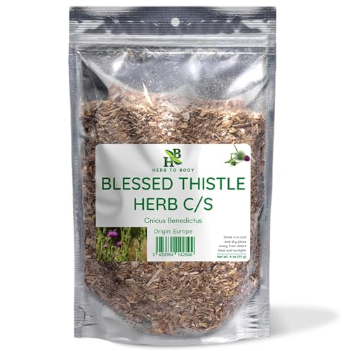 Herb To Body Blessed Thistle C/S - 4oz Wildcrafted Cnicus Benedicus All Natural Blessed Thistle Herb for Herbal Tea Gut Health and Traditional Wellness