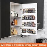 HOAENTSA Spice racks Organiser 4 Tier Metal Wall Mounted kitchen Spice shelf for Kitchen&inside cupboard Spice Jars and Condiments tidy Storage (Black) - Image 2
