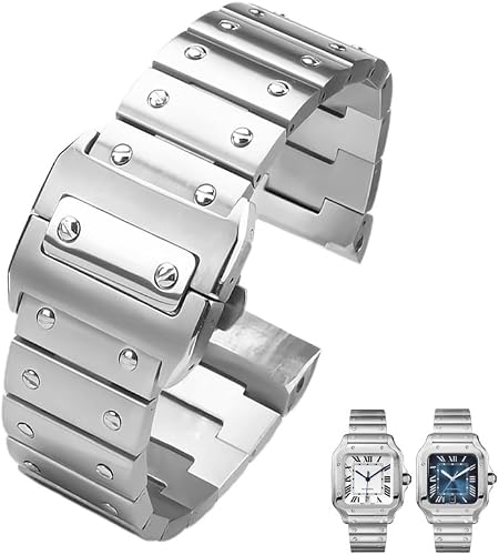 YOLION Stainless Steel Watch Strap For Cartier Santos 100 Series WSSA0009 Men's 