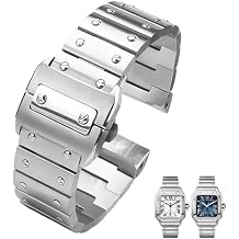 Stainless Steel Watch Strap For Cartier Santos 100 Series WSSA0009 Mens WatchbandSilver,23mm