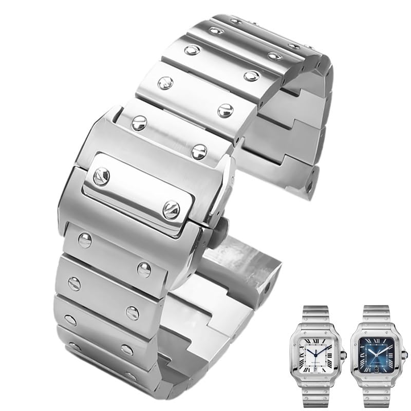 Bracelet de montre hommes en acier inoxydable pour Cartier Santos 100 WSSA0009