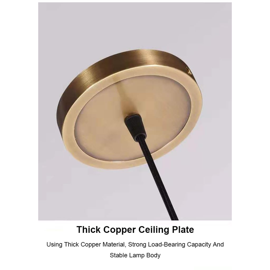 Lámpara Colgante de Cristal de Cobre, lámpara posmoderna de una Sola Cabeza, lámpara de Noche con suspensión Moderna, luz Colgante de Techo de Lujo para Dormitorio