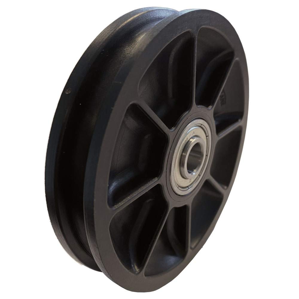 Idler Pulley Ø 3.5" for wire, cables, ropes and cords up to Ø 5/16" with double ball bearing and integrated spacers, heavy duty - Made in Germany