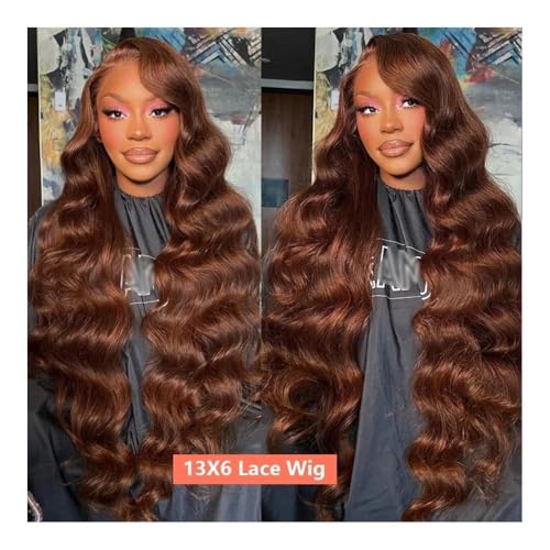 Perruque marron chocolat 13x4 lace wig densité 200% pour un volume maximal - 2