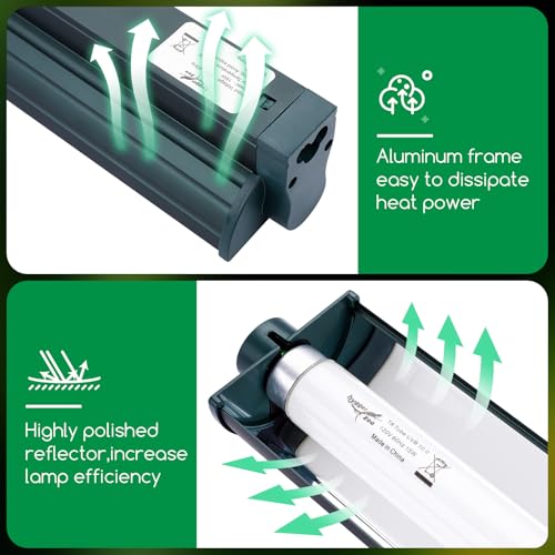 Image of T8 Reptile Light Fixture Combo Kit 15W 18.3IN Green Fluorescent Tube 10.0 UVB Light Bulb for Bearded Dragon Lizards Tortoise 1 Count