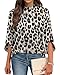 WIHOLL Blouses for Women Dressy Causal Mock Neck 3/4 Length Sleeve Womens Tops Summer Business Casual Teacher Outfits Women's Clothing Leopard Print L