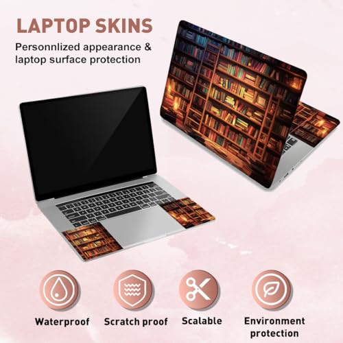 PLIGREAT Vintage Library Laptop Decal Sticker Skin Cover, Laptop Sticker Skins Decal Fits 12\" 13\" 13.3\" 14\" 15\" Laptops Universal Removable Vinyl Notebook Art Protector Netbook PC Cover Decals - Thumbnail 4