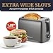 Elite Gourmet ECT1027G Cool-Touch 2 Slice Toaster, 6 Toast Settings & Cancel Function, Extra Wide 1.25” Slots Easily Fits Breads, English Muffins, Bagels & Waffles, Gunmetal Gray