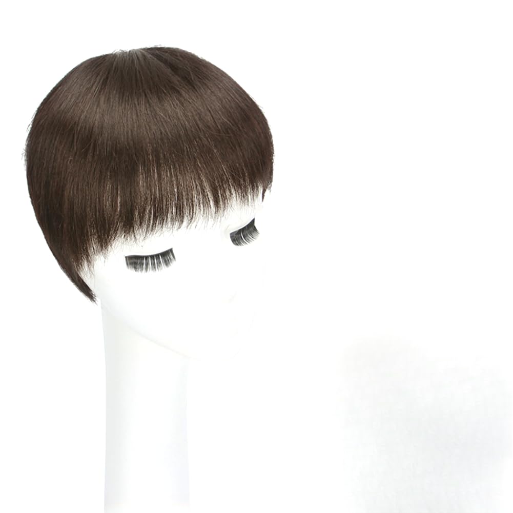 Hand Made 5.9inch Short Straight Human Hair Wiglet Hairpiece for Women Thin Hair (Natural black,Headspin)