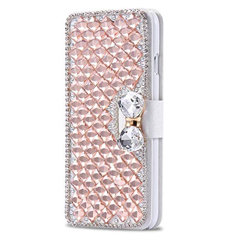 Preisvergleich Produktbild Homikon PU Leder Hülle Retro Schön Glänzend Glitzer Diamant Schmetterling Schutzhülle Brieftasche Ledertasche Handyhülle Frau Flip Wallet Case Kompatibel mit Samsung Galaxy S5 / S5 Neo - Roségold