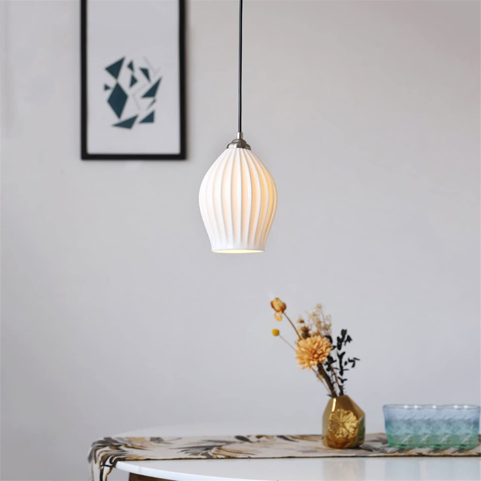 Lampy wiszące Spersonalizowana ceramiczna lampa wisząca z pojedynczą głowicą, stołowa do restauracji i baru, nowoczesna prosta dekoracja schodów