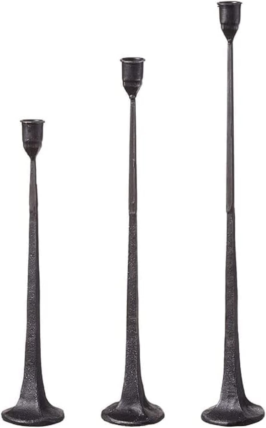 First of a Kind Candlestick Holder - Set of 3 Tall Cast Iron Candlesticks Holders, Farmhouse Decor