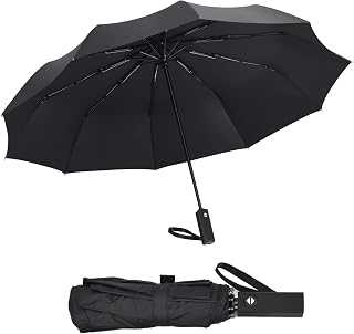 FATONESA UPF 50+ UV Protection Travel Folding Umbrella, Auto Open Close Sun Rain Resistant Windproof Compact 10 Ribs Strong Portable Umbrella for Men and Women Car Backpack and On-the-Go