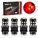 BRISHINE 4-Pack Super Bright 3157 3156 3057 4057 3157K LED Bulbs Brilliant Red 9-30V Non-Polarity 24-SMD LED Chipsets with Projector for Brake Tail Lights, Turn Signal Lights