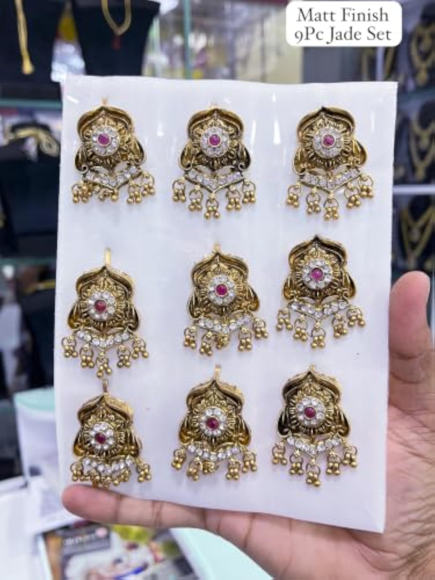 9pc Gold Plated Rose Design Choti Pins for Hair